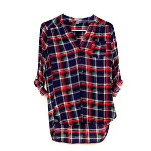 Market & Spruce Colibri Plaid Henley Top